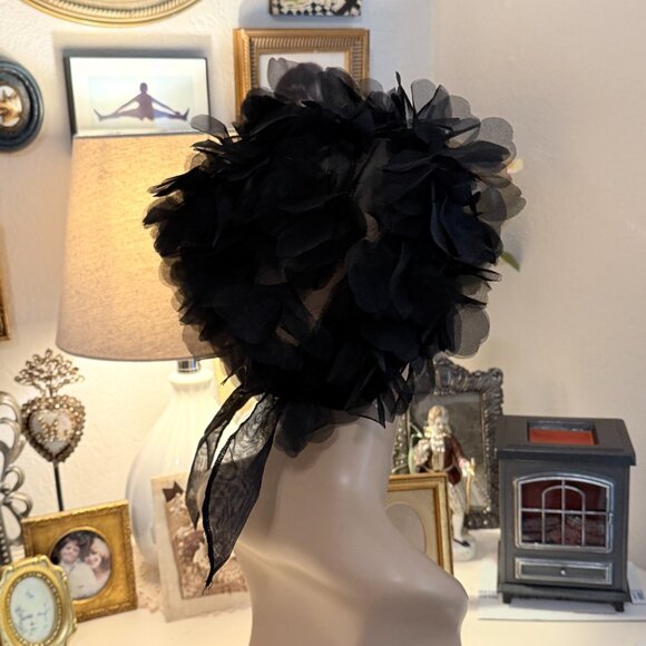 1960's Floral Nylon petal scarf in Sheer Black - Picture 5 of 14